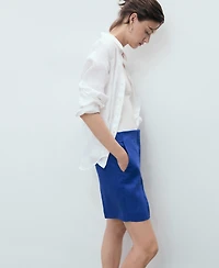 Mango Women's Straight-Fit Linen Shorts