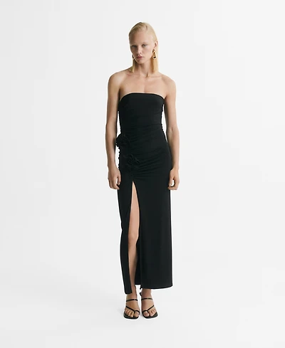 Mango Women's Flower Detail Strapless Dress