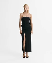 Mango Women's Flower Detail Strapless Dress