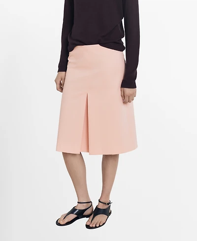 Mango Women's Pleat Detail Cotton Midi Skirt