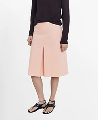 Mango Women's Pleat Detail Cotton Midi Skirt