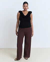 Mango Women's Ruffle Knit Top
