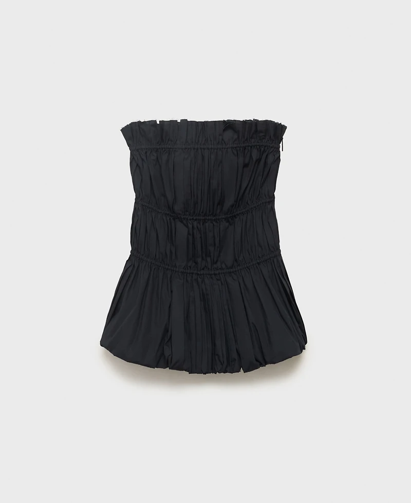 Mango Women's Ruched Strapless Top