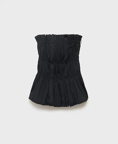 Mango Women's Ruched Strapless Top