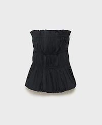 Mango Women's Ruched Strapless Top