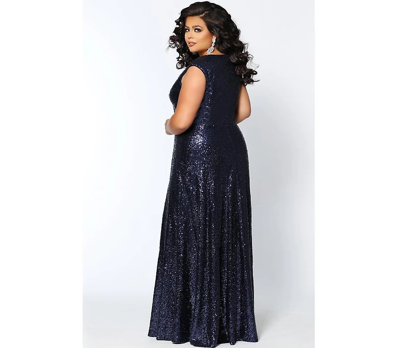 Celebrations by Sydney's Closet Women's V-Neck Sleeveless Sequin Maxi Dress