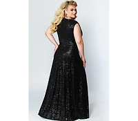 Celebrations by Sydney's Closet Women's V-Neck Sleeveless Sequin Maxi Dress