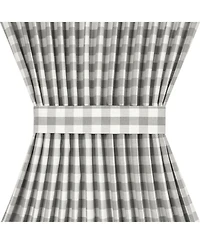 Kate Aurora Plaid Country Farmhouse French Door Curtain Panel With Matching Tieback - 25W x 40L, Yellow