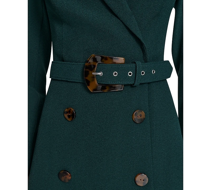 Eliza J Petite Flounce-Hem Long-Sleeve Blazer Dress