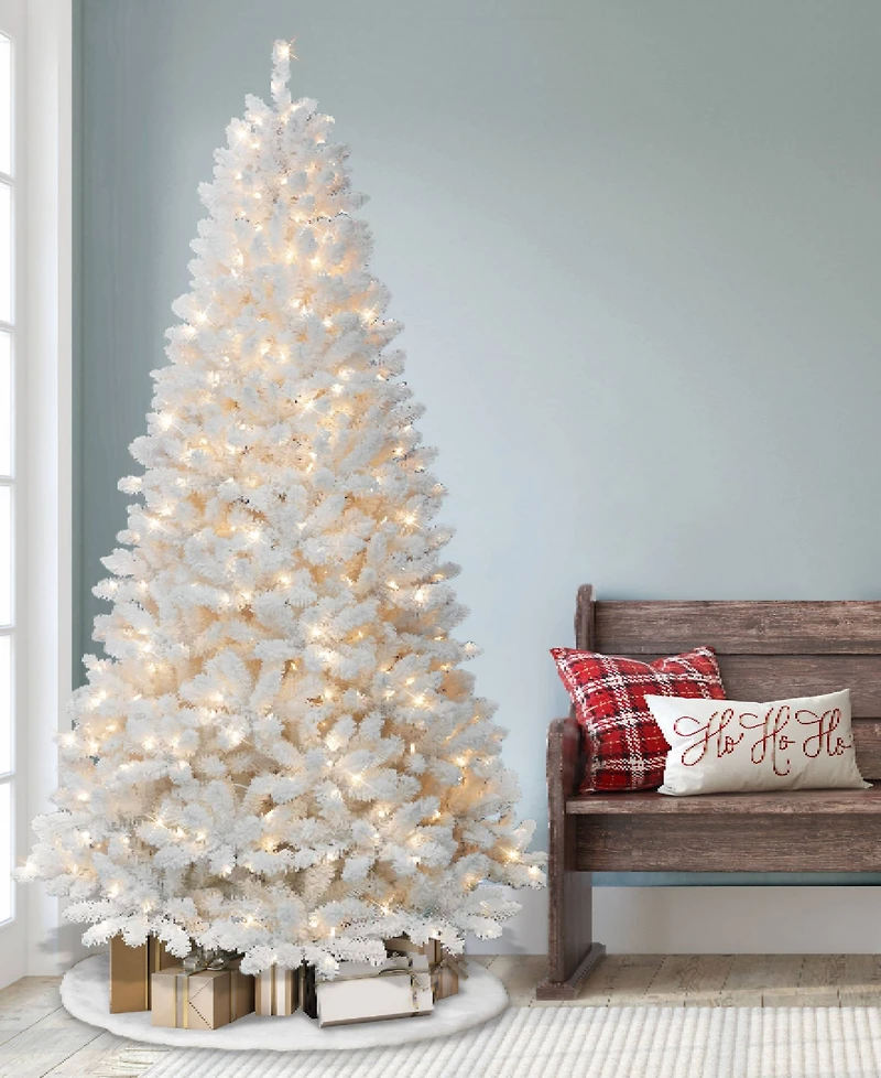 Puleo 7.5 ft. Pre-Lit Flocked Bennington Fir Artificial Christmas Tree