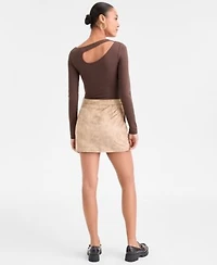Guess Womens Eleanor Buckle Strap Top Camryn Faux Suede Mini Skirt
