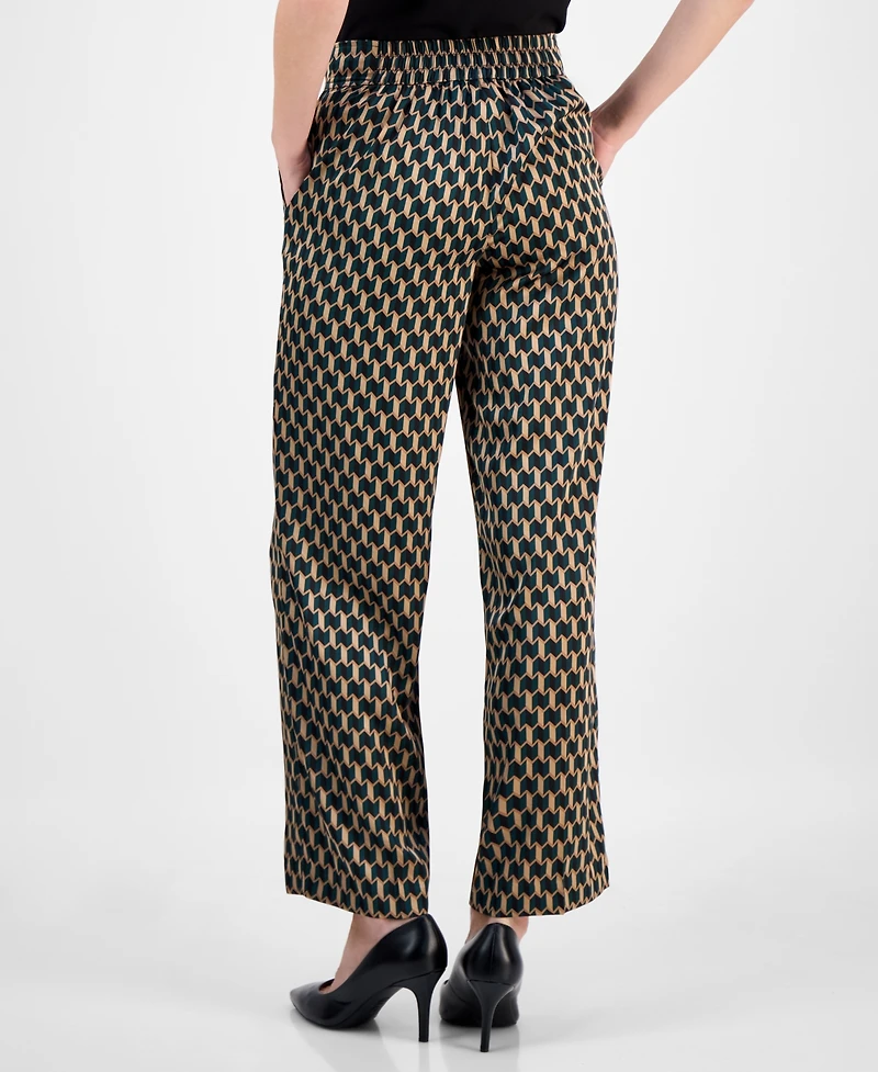 Anne Klein Women's Printed High Rise Wide-Leg Pull-On Pants