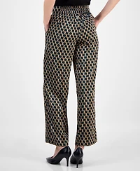 Anne Klein Women's Printed High Rise Wide-Leg Pull-On Pants