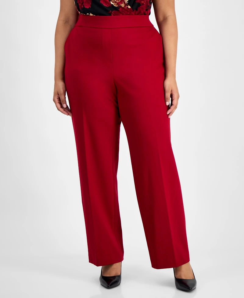 Anne Klein Plus Pull-On High-Rise Compression Pants