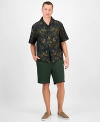 Hugo Boss Men's Espino Oversized Short Sleeve Bird Print Button-Front Camp Shirt