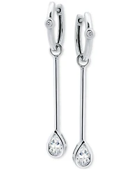 Giani Bernini Cubic Zirconia Pear Bezel Dangle Hoop Earrings in Sterling Silver, Exclusively at Macy's