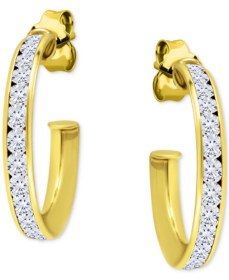 Giani Bernini Cubic Zirconia Channel Set Small Hoop Earrings Sterling Silver, 0.79", Macy's Exclusive