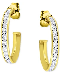 Giani Bernini Cubic Zirconia Channel Set Small Hoop Earrings Sterling Silver, 0.79", Macy's Exclusive