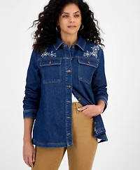 Style & Co Women's Embroidery Denim Jacket, Macy's Exclusive