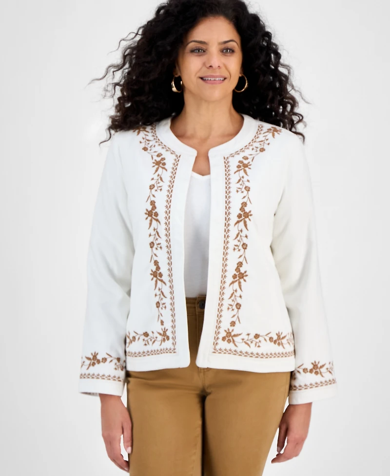Style & Co Women's Embroidered Jacket, Macy's Exclusive