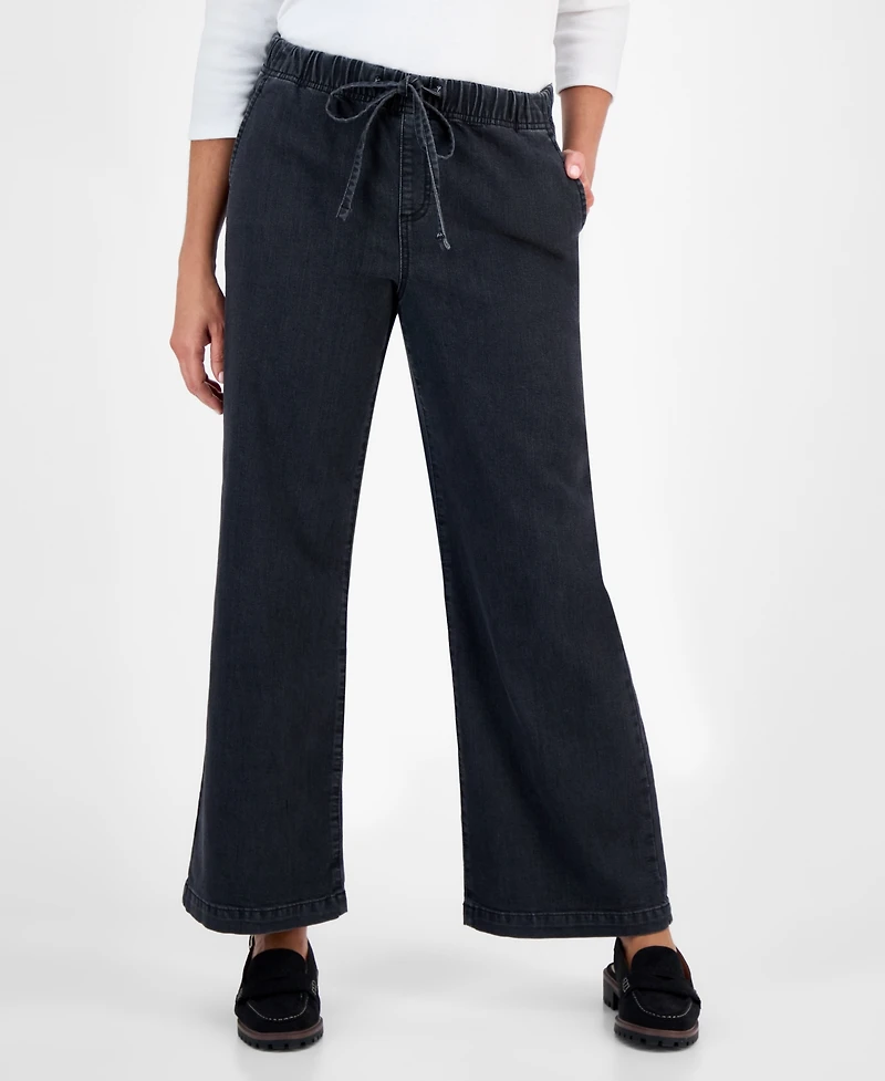 Style & Co Women's Wide-Leg Pull-On Jeans, Macy's Exclusive