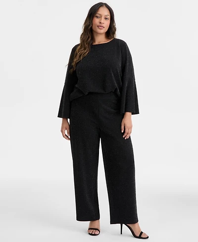 Ak Anne Klein Plus Wide-Leg Knit Pull-On Pants