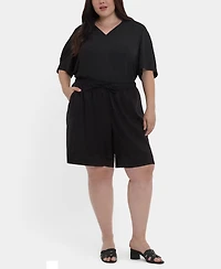 Nydj Plus Breezy Bermuda Drawstring Shorts