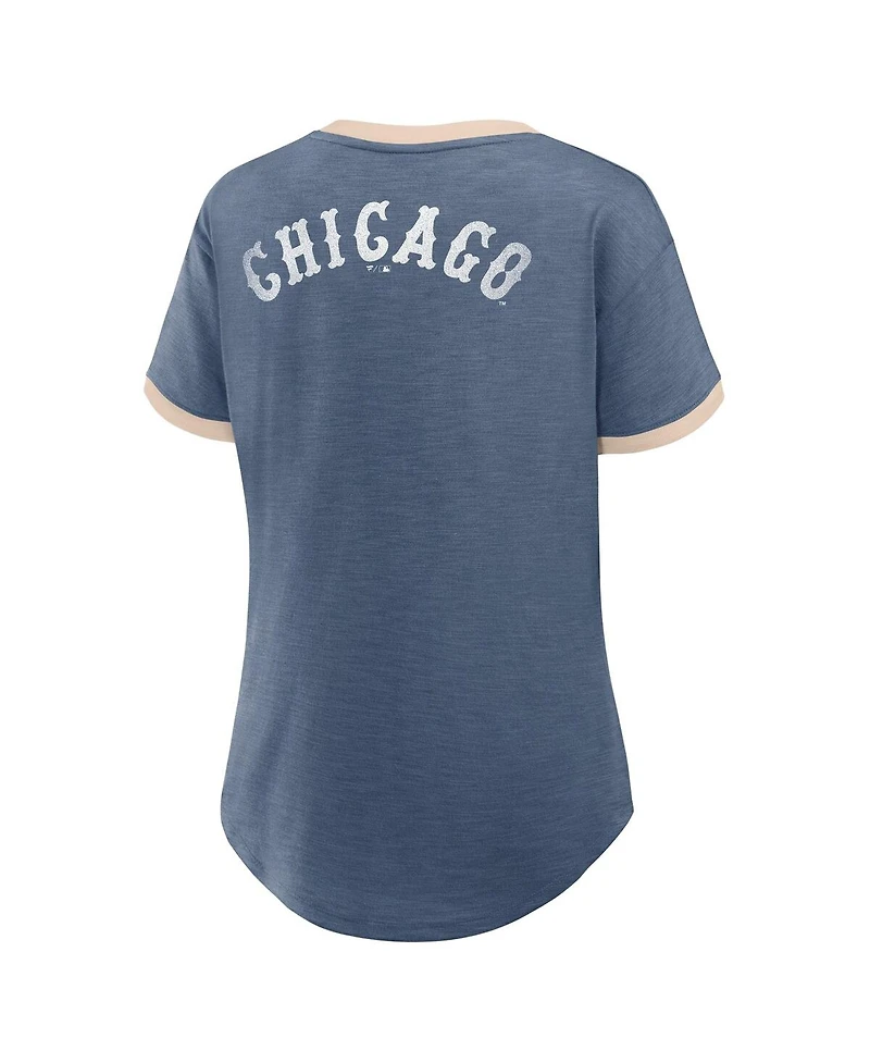Fanatics Women's Navy Chicago White Sox Binge Worthy Stadium Slub V-Neck T-Shirt