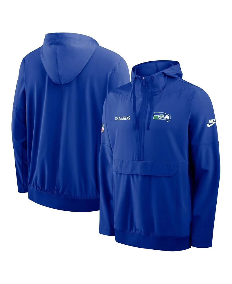 Nike Men's Royal Seattle Seahawks Sideline Alt Pack Anorak Half-Zip Hoodie Jacket