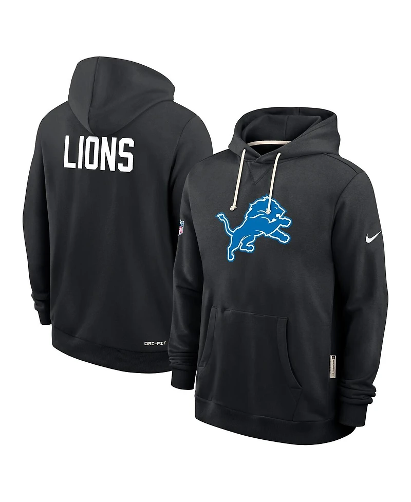 Nike Men's Black Detroit Lions Sideline Offensive Set Play Performance Pullover Hoodie