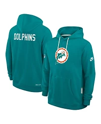 Nike Men's Aqua Miami Dolphins Sideline Offensive Set Play Performance Pullover Hoodie