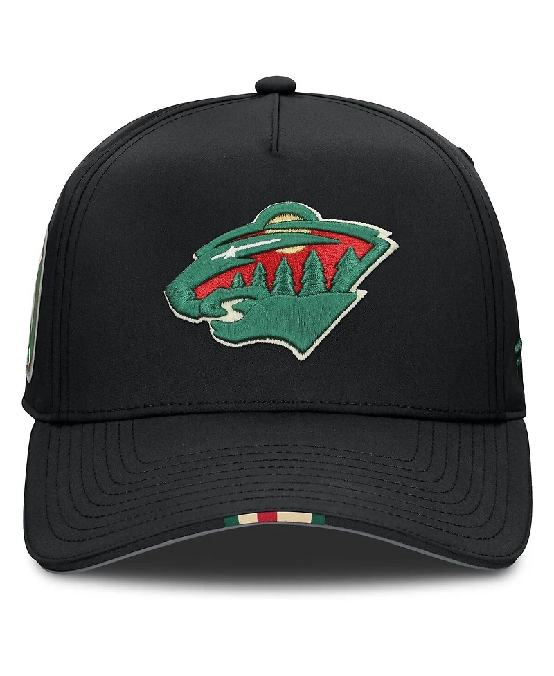 Fanatics Men's Black Minnesota Wild 2025 Nhl Draft Authentic Pro On-Stage Podium A-Frame Adjustable Hat