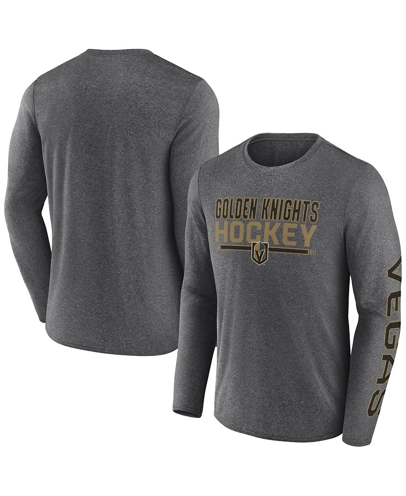 Fanatics Men's Heather Charcoal Vegas Golden Knights Sweep Iconic Synthetic Long Sleeve T-Shirt