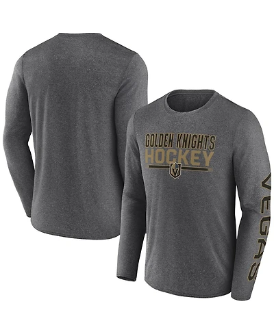 Fanatics Men's Heather Charcoal Vegas Golden Knights Sweep Iconic Synthetic Long Sleeve T-Shirt