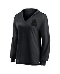 Fanatics Women's Cleveland Browns Blackout Slub Hoodie V-Neck Long Sleeve T-Shirt