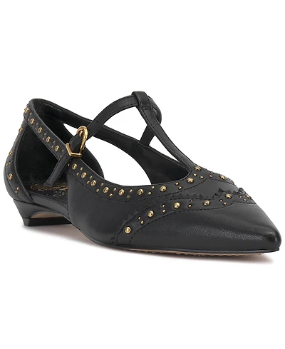 Vince Camuto Women's Valkie Studded T-Strap Micro-Heel Mary-Jane Flats