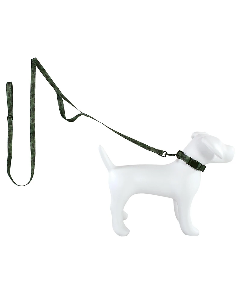 Luvable Friends Unisex Pet Collar and Leash Set, Camo, Small