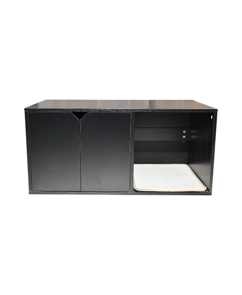 Streamdale Furniture Black Cat Litter Box Enclosure Furniture with Scratch Pad