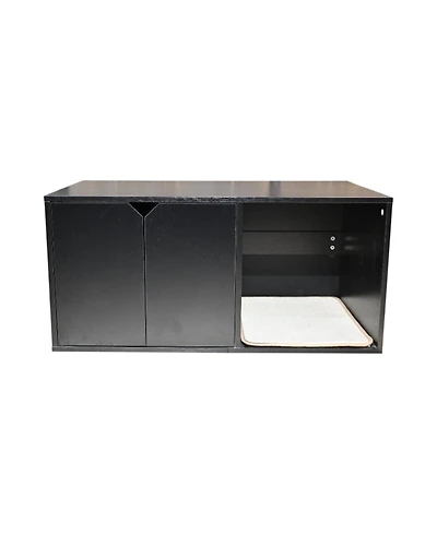 Streamdale Furniture Black Cat Litter Box Enclosure Furniture with Scratch Pad