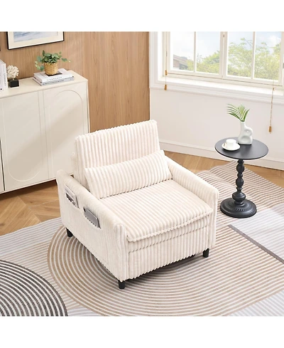 Streamdale Furniture Beige Small Space Sofa Bed with Pillow