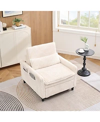 Streamdale Furniture Beige Small Space Sofa Bed with Pillow