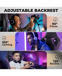 Streamdale Furniture Gaming Chair with Footrest & Massage - Black/Purple