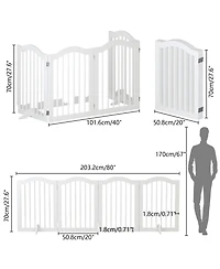 Streamdale Furniture Tall Foldable Wooden Pet Gate with Support Feet
