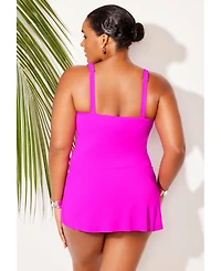 Swimsuits for All Women's Mesh Panel Underwire Swimdress