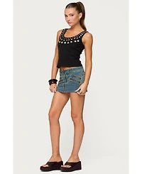 Edikted Women's Ronan Zip Up Denim Mini Skort