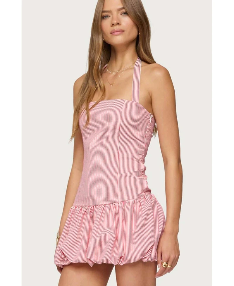 Edikted Women's Pinstripe Bubble Skirt Mini Dress
