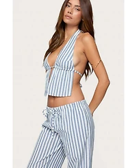 Edikted Women's Macey Striped Split Front Backless Top