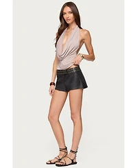 Edikted Women's Kaylan Grommet Faux Leather Shorts