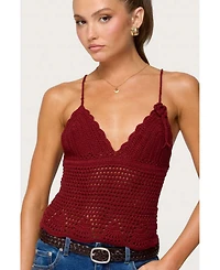 Edikted Women's Delila Crochet V Neck Top