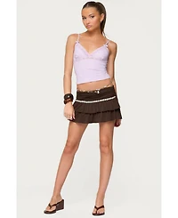 Edikted Women's Fran Lacey V Neck Tank Top